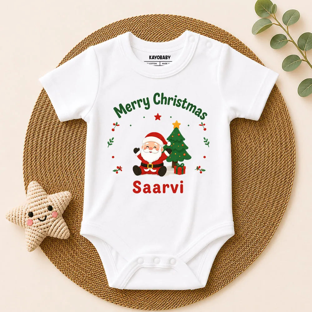 Personalized Merry Christmas Romper – Custom Baby Name Christmas Outfit