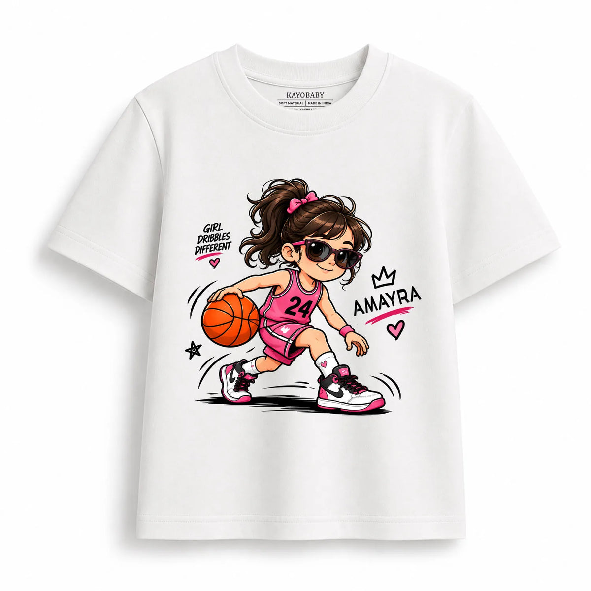 Personalized Basketball Girl T-Shirt for Kids | Custom Name Basketball Tee