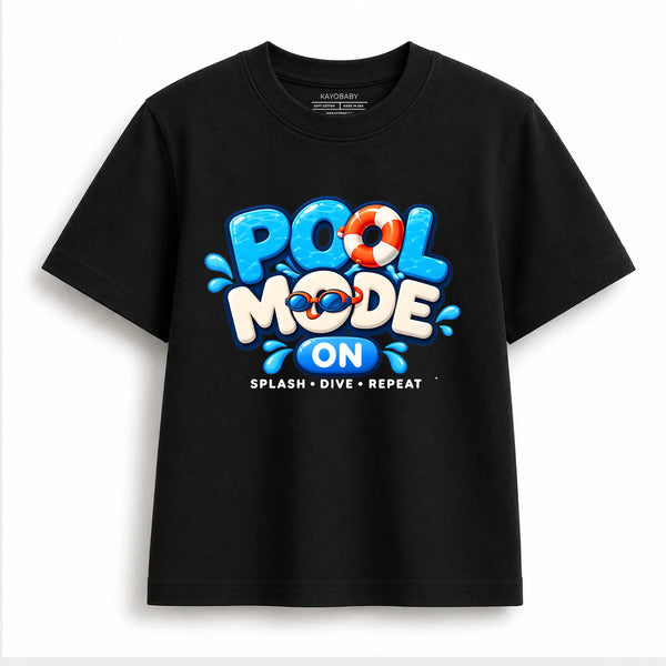 Pool Mode On Kids T-Shirt | Swimming Graphic Tee for Kids