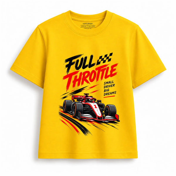 Full Throttle Racing T-Shirt for Kids | Formula Racing Car Graphic Tee