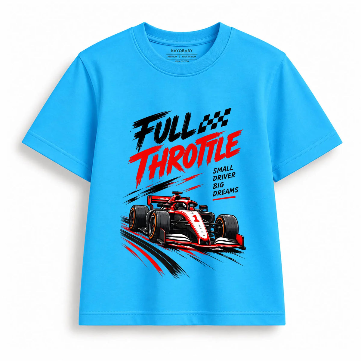 Full Throttle Racing T-Shirt for Kids | Formula Racing Car Graphic Tee