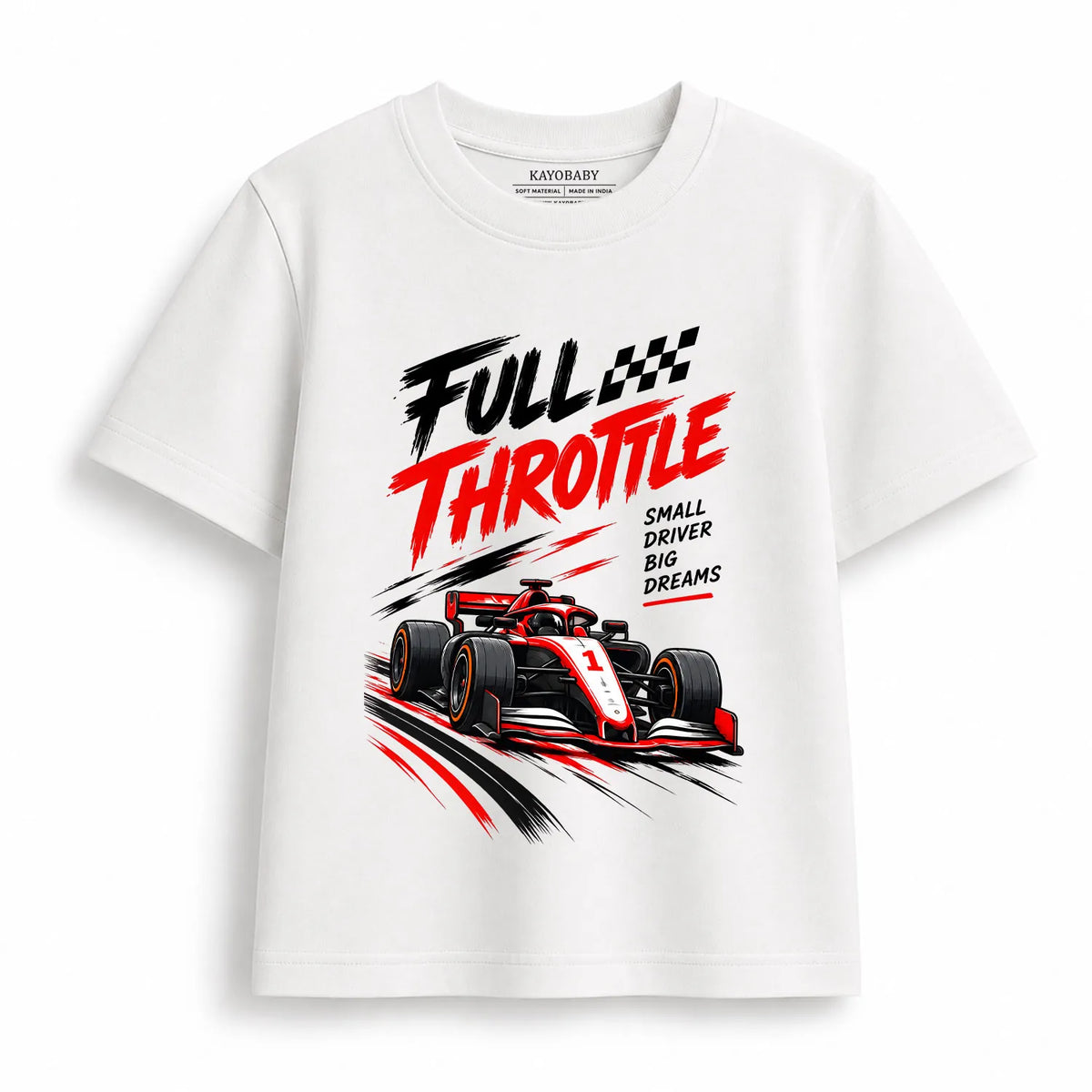 Full Throttle Racing T-Shirt for Kids | Formula Racing Car Graphic Tee
