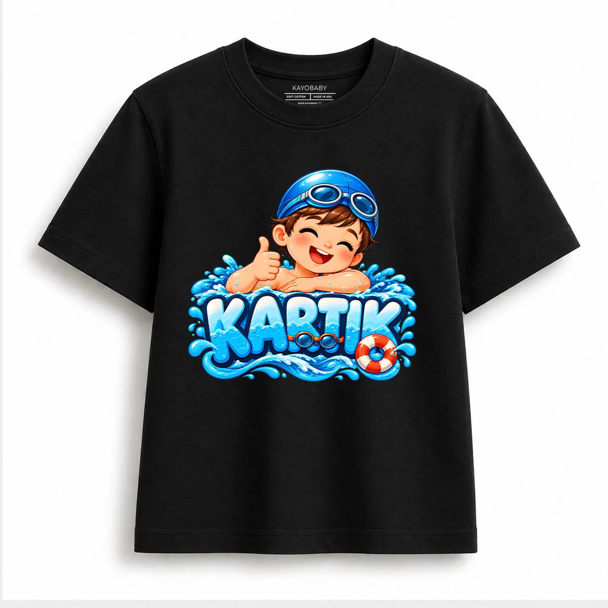 Personalized Little Swimmer Boys T-Shirt | Cute Swimming Graphic Tee