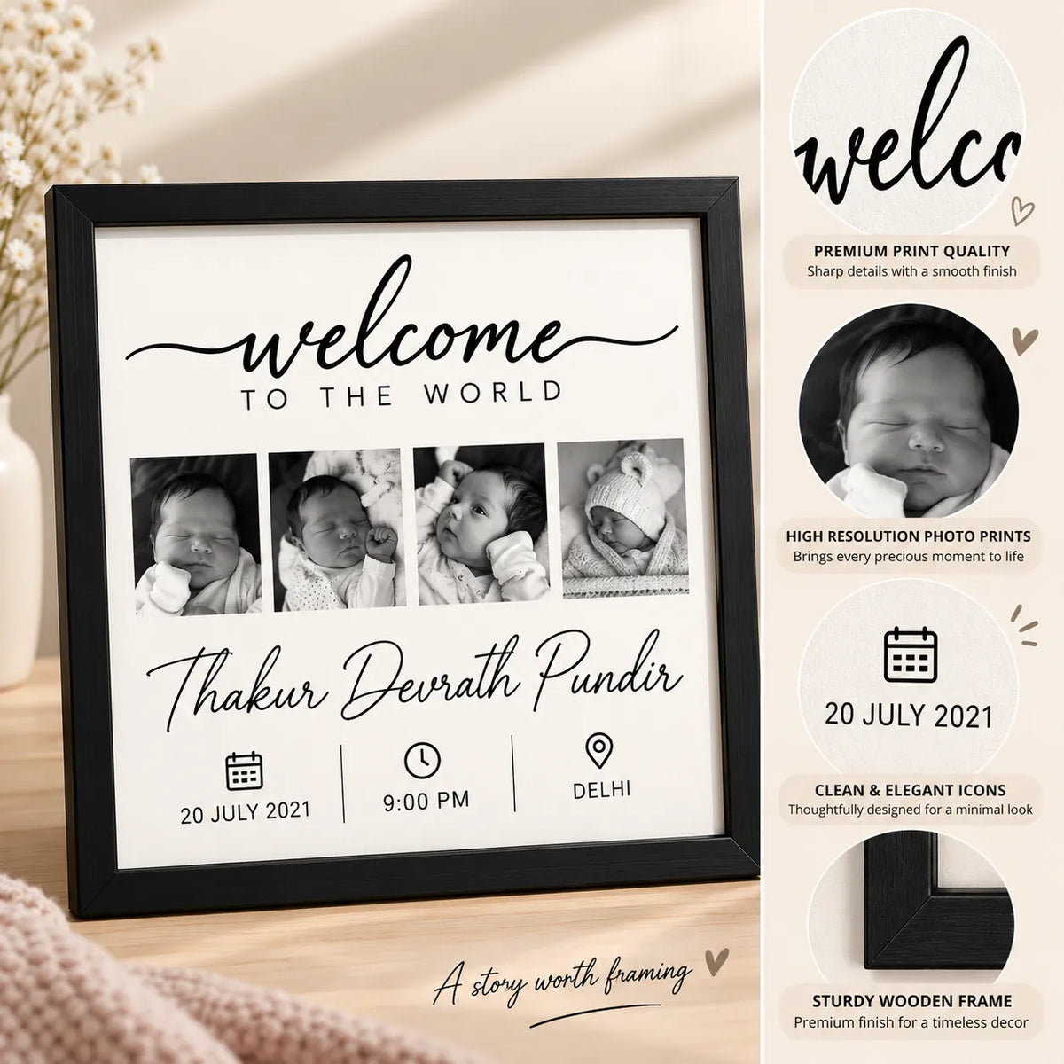 Personalised Newborn Welcome to the World Frame | KayoBaby