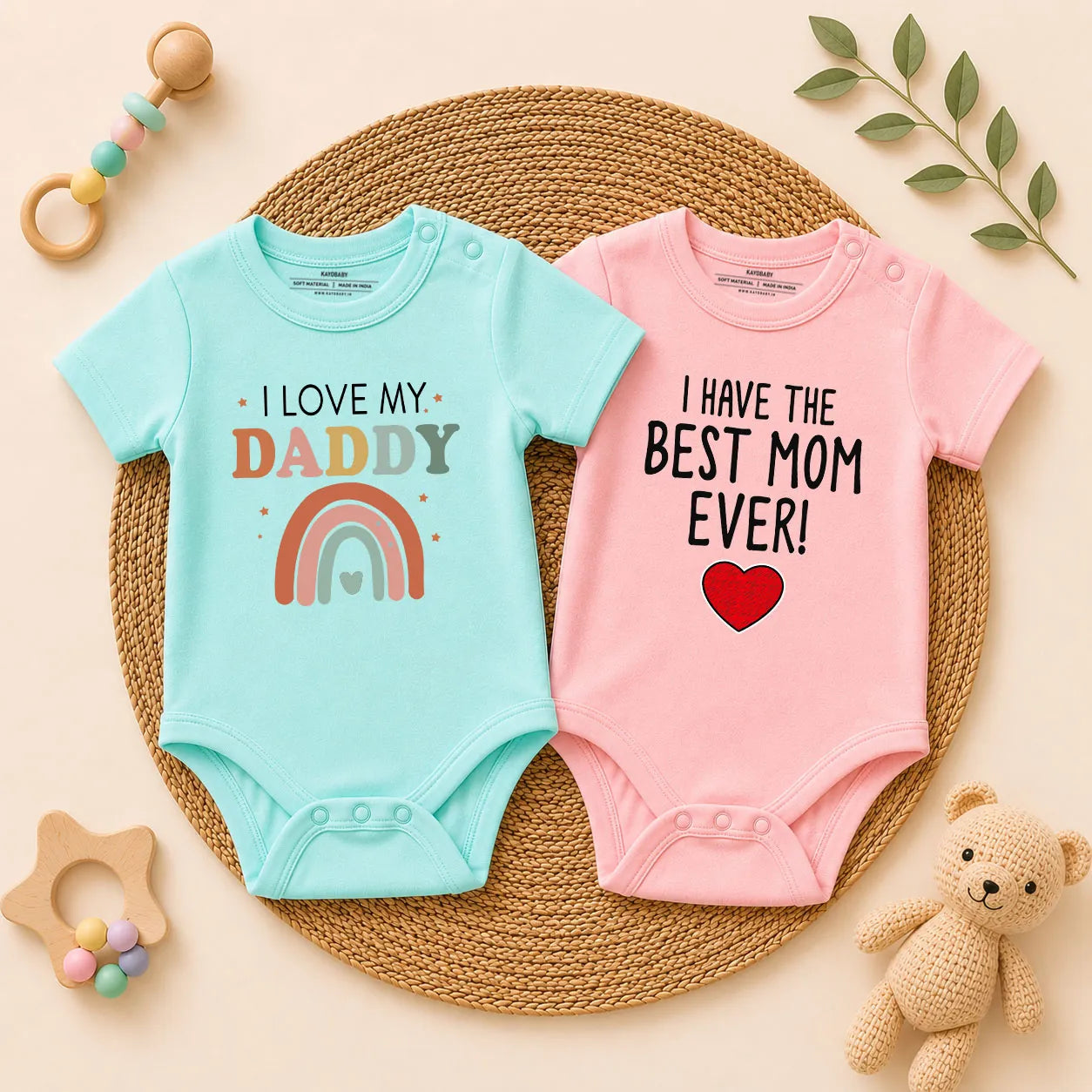 I Love My Daddy & I Have The Best Mom Ever Baby Romper Combo Set