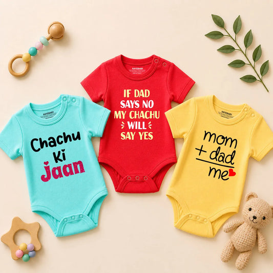 Chachu's Favorite Little One Baby Romper Combo Set (Pack of 3)