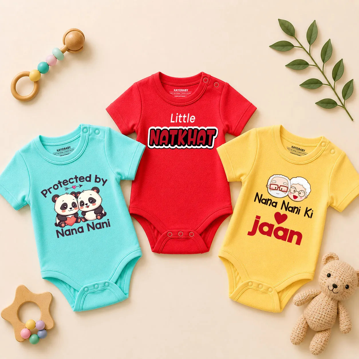 Little Natkhat Baby Romper Combo Set (Pack of 3)