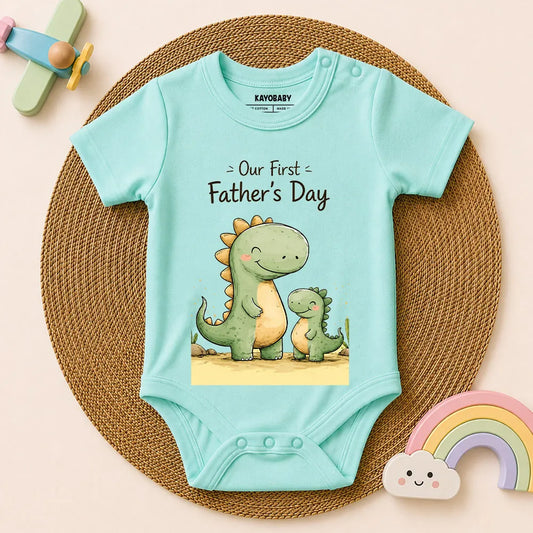 Our First Father's Day Baby Romper | Cute Daddy & Baby Dinosaur Onesie