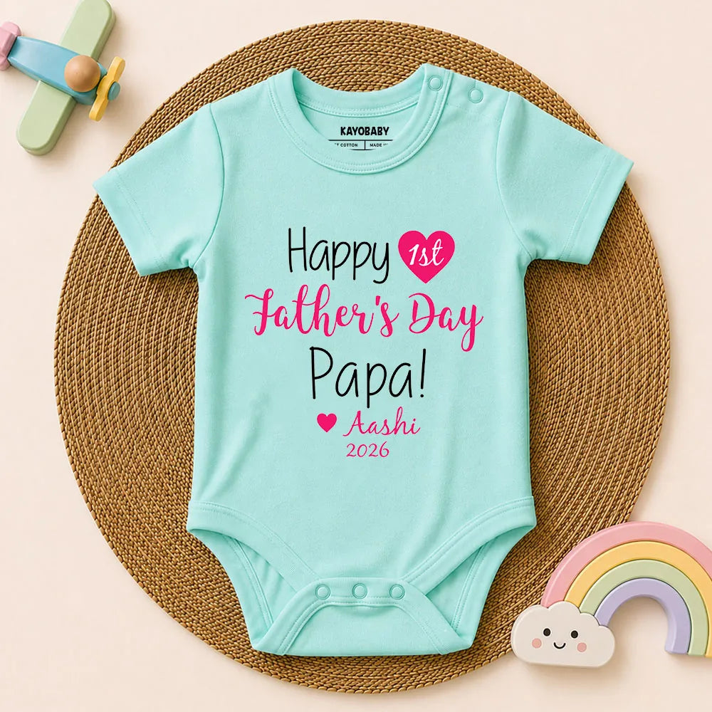 Happy 1st Father's Day Papa Personalized Baby Romper