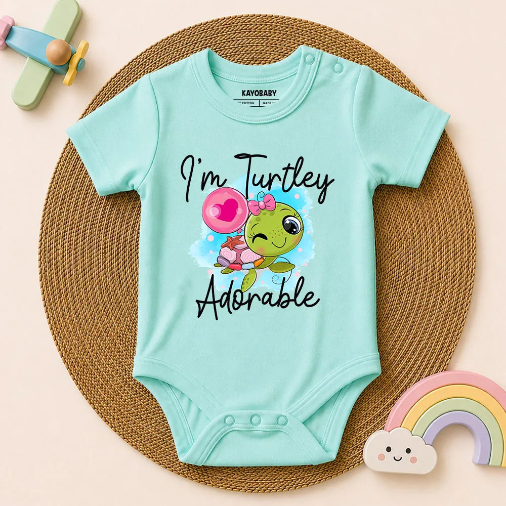 I'm Turtley Adorable baby romper aqua KayoBaby