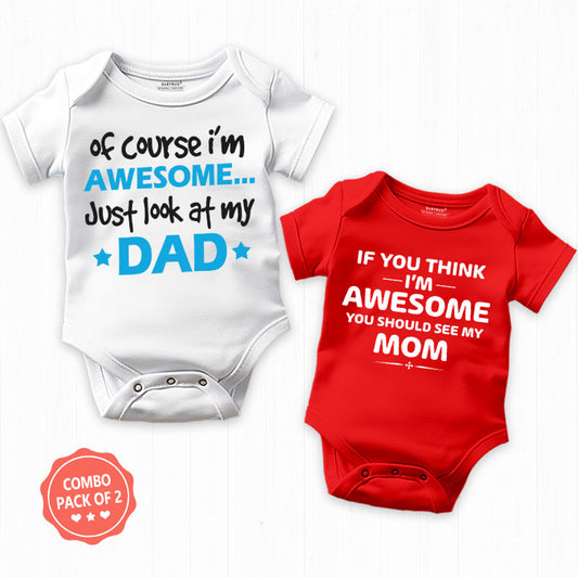 Awesome Mom and Dad | Combo Pack of 2 Rompers