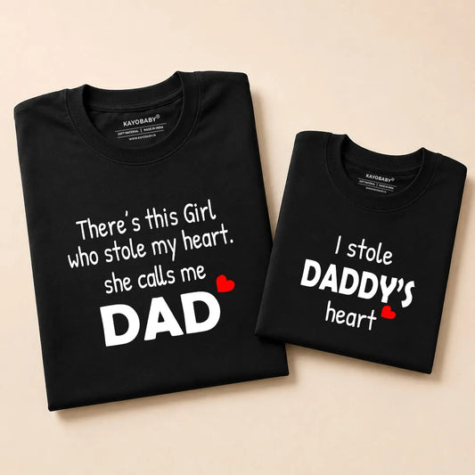 There's This Girl Who Stole My Heart & I Stole Daddy's Heart Matching T-Shirt Set