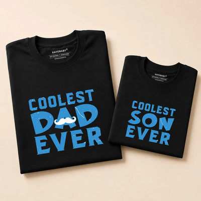 Coolest Dad Ever Coolest Son Ever matching t-shirt set black KayoBaby India