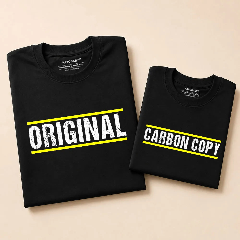 Original and Carbon Copy matching parent child t-shirt black KayoBaby India