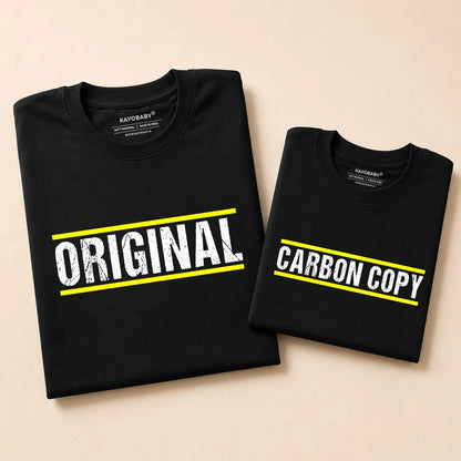 Original and Carbon Copy matching parent child t-shirt black KayoBaby India