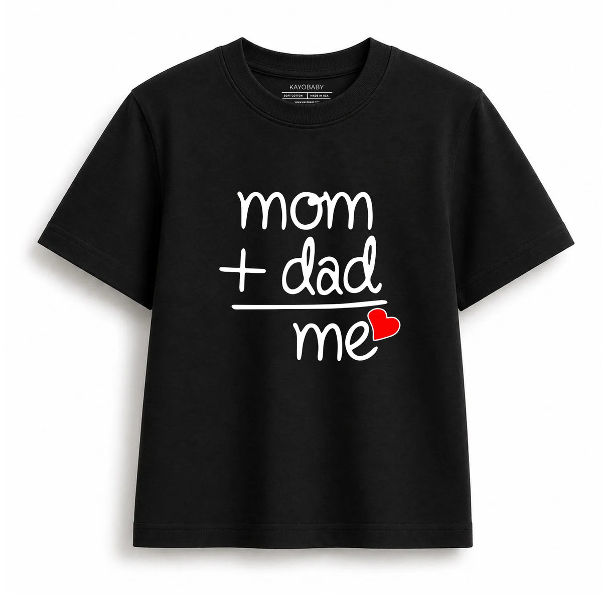 Mom Plus Dad Equals Me kids t-shirt black KayoBaby
