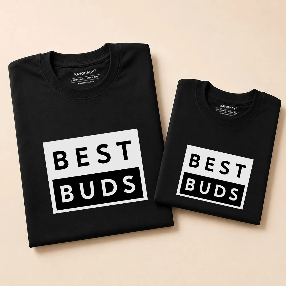 Best Buds matching parent child t-shirt black KayoBaby India