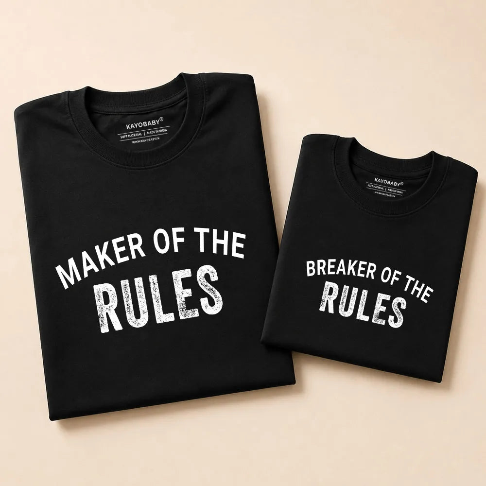Maker of the Rules Breaker of the Rules matching father baby t-shirt combo black KayoBaby