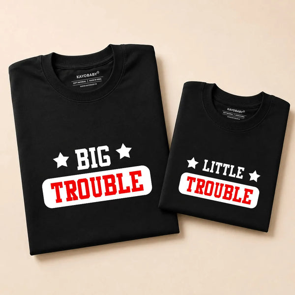 Big Trouble & Little Trouble Matching T-Shirt Set – Parent Child Matching Outfit