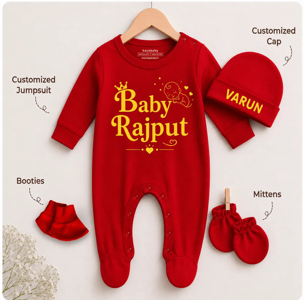 BabyRajput- Surname Personalized Full Sleeve Gift Set - Newborn