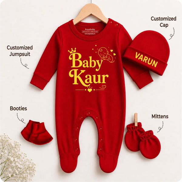 BabyKaur - Surname Personalized Full Sleeve Gift Set - Newborn