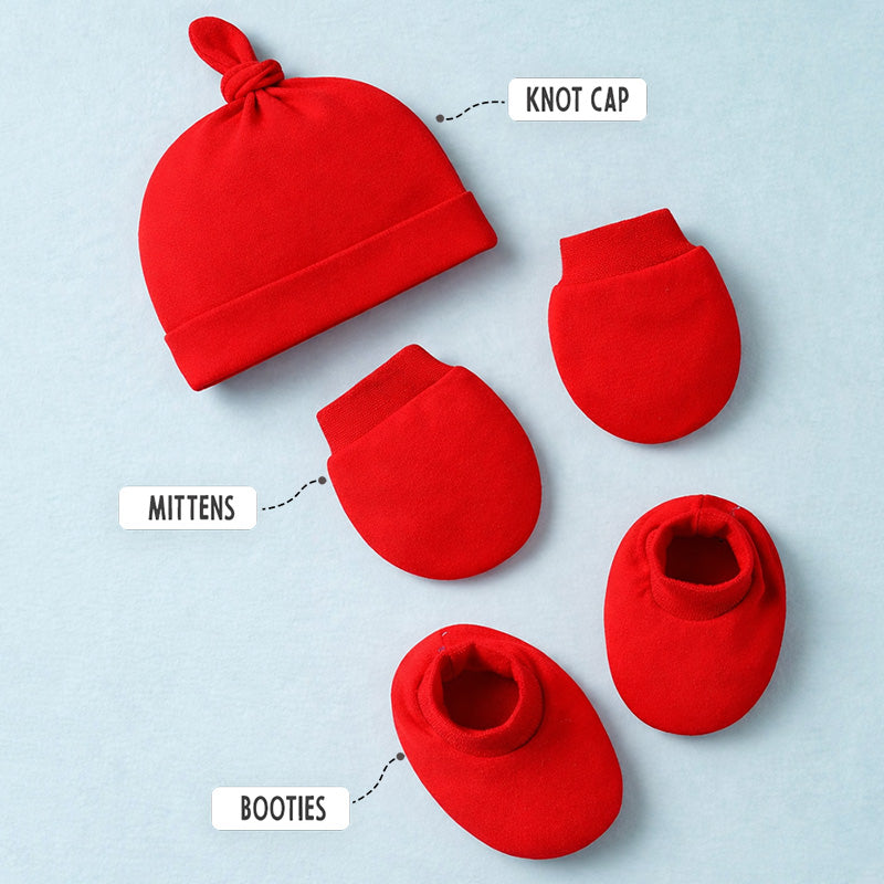 Personalized Baby Name 4-Piece Newborn Gift Set | Custom Name Romper, Cap, Mittens & Booties