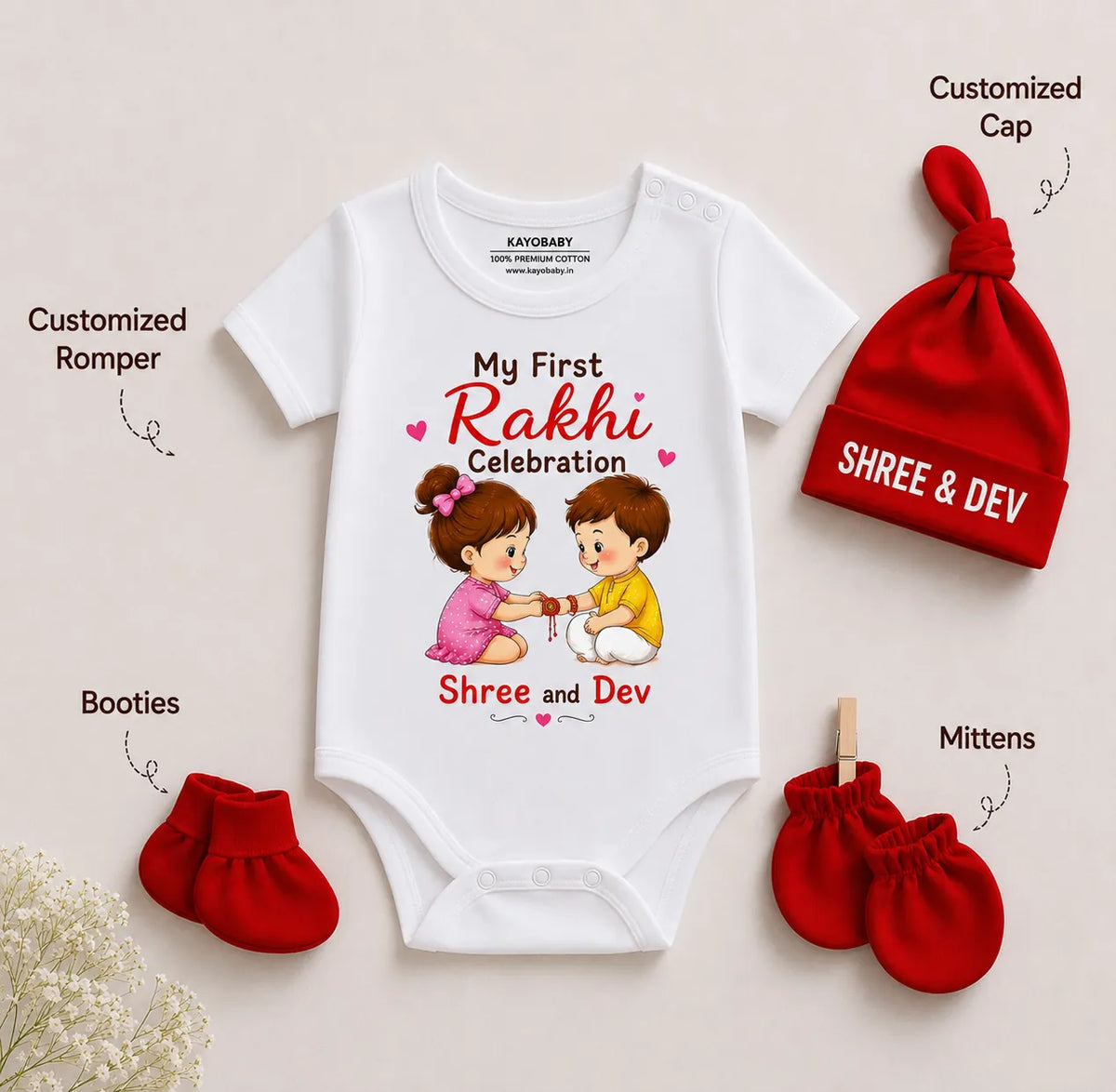 My First Rakhi Custom Celebration Romper | Baby Raksha Bandhan Outfit
