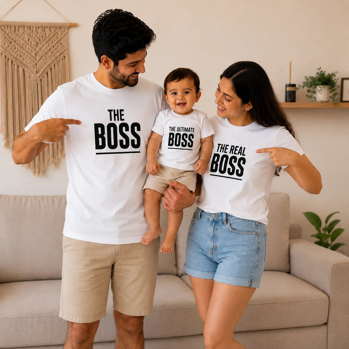 The Boss, The Real Boss & The Ultimate Boss Matching Family T-Shirts