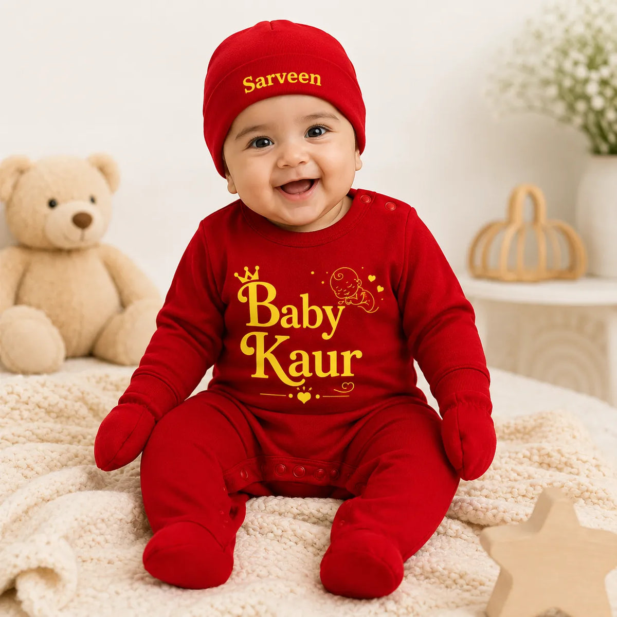 BabyKaur - Surname Personalized Full Sleeve Gift Set - Newborn