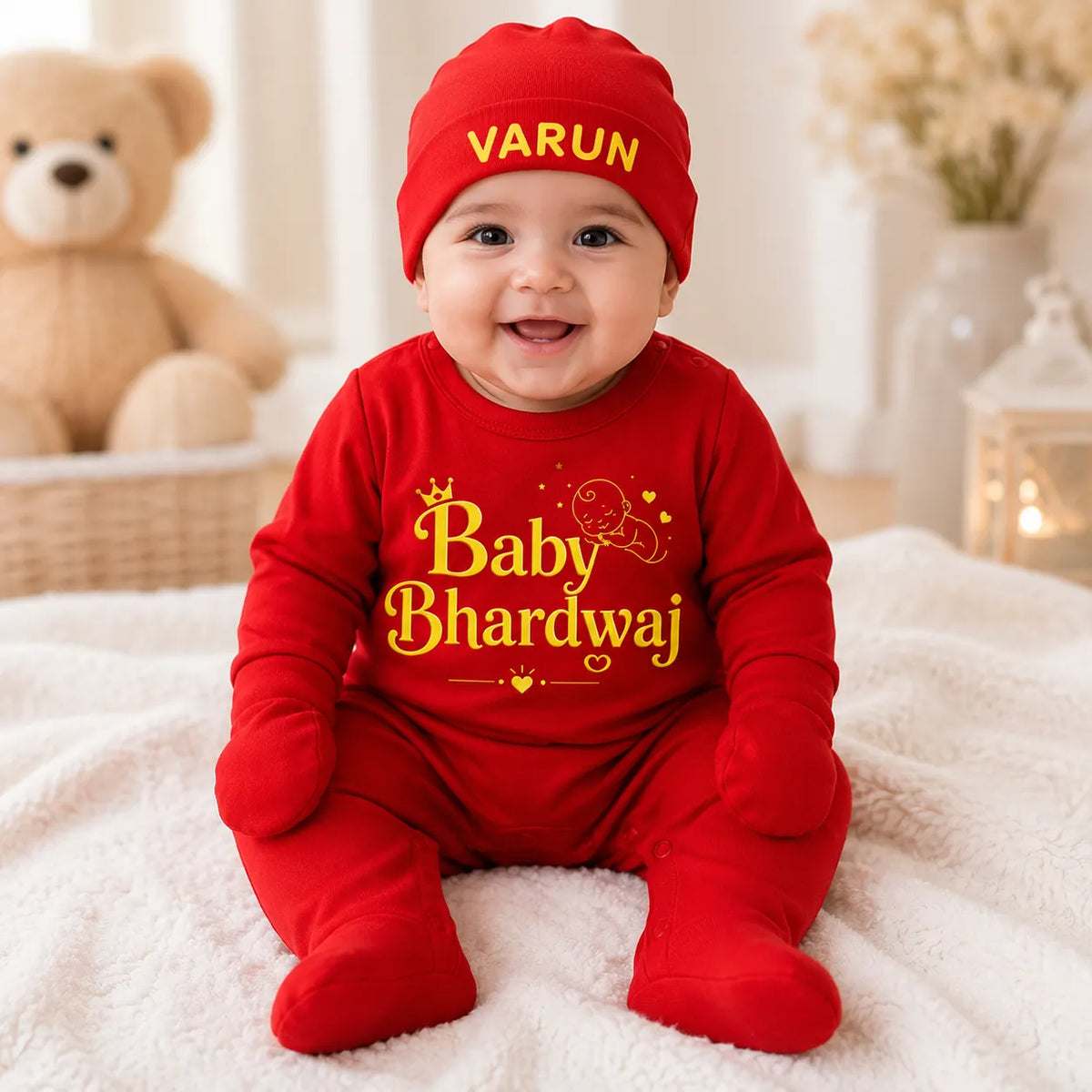 BabyBhardwaj - Surname Personalized Full Sleeve Gift Set - Newborn