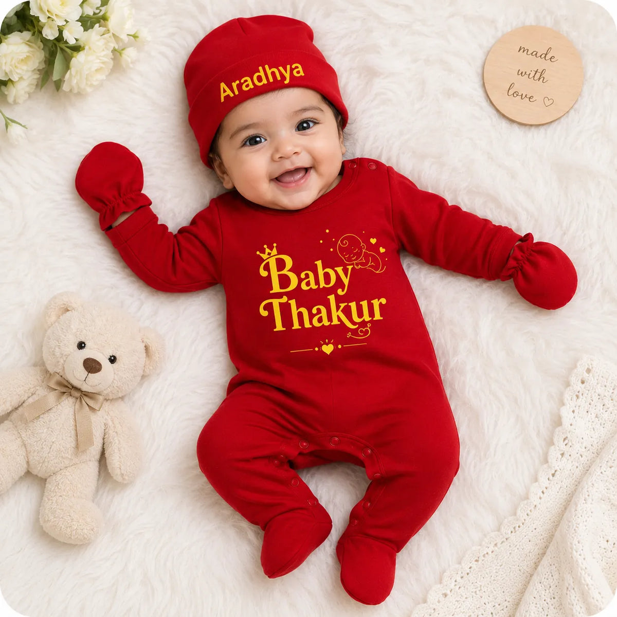 BabyThakur- Surname Personalized Full Sleeve Gift Set - Newborn