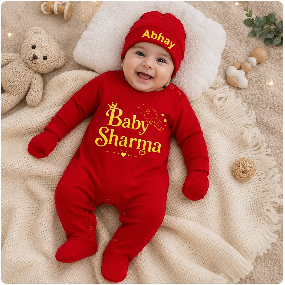 BabySharma - Surname Personalized Full Sleeve Gift Set - Newborn