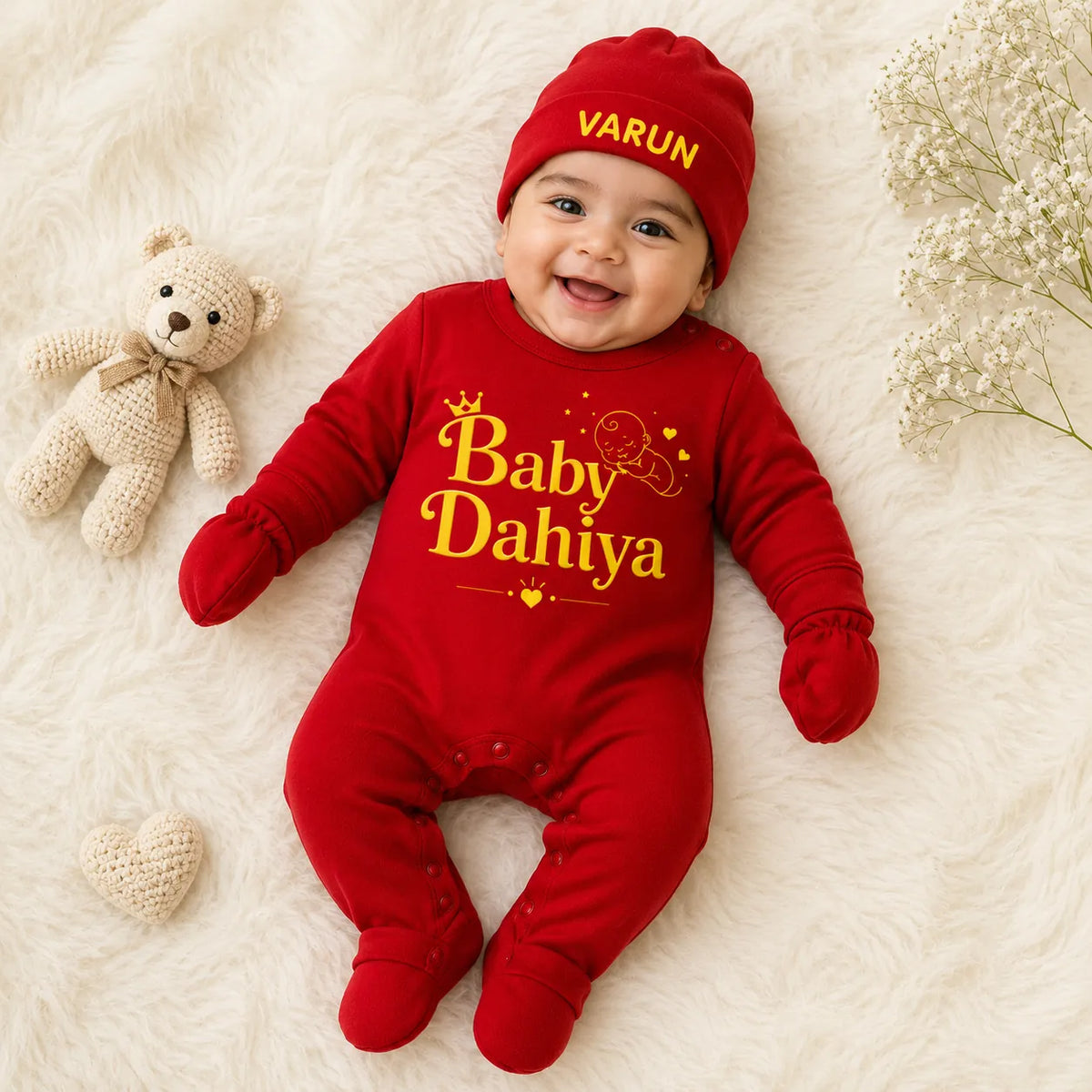 BabyDahiya - Surname Personalized Full Sleeve Gift Set - Newborn