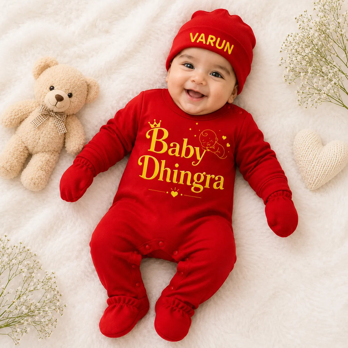 BabyDhingra - Surname Personalized Full Sleeve Gift Set - Newborn