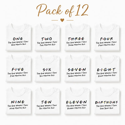 12-Piece Baby Milestone Romper Set(1 Months to 1 Year)