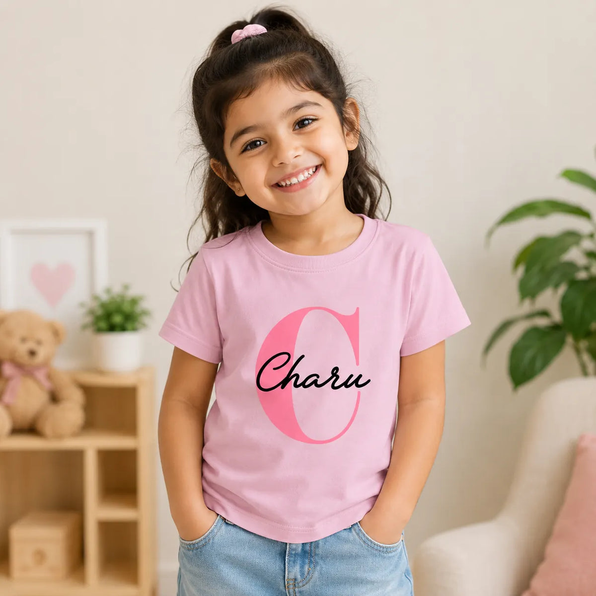 Personalized Initial Name T-Shirt for Kids | Custom Letter & Name Tee