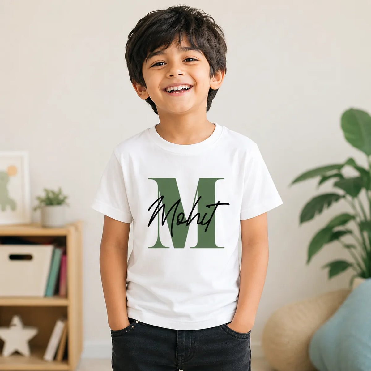 Personalized Initial Name T-Shirt for Kids | Custom Letter & Name Tee