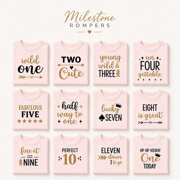 Baby Milestone Gift Set 0- 12 Month - Pack of 12 Rompers