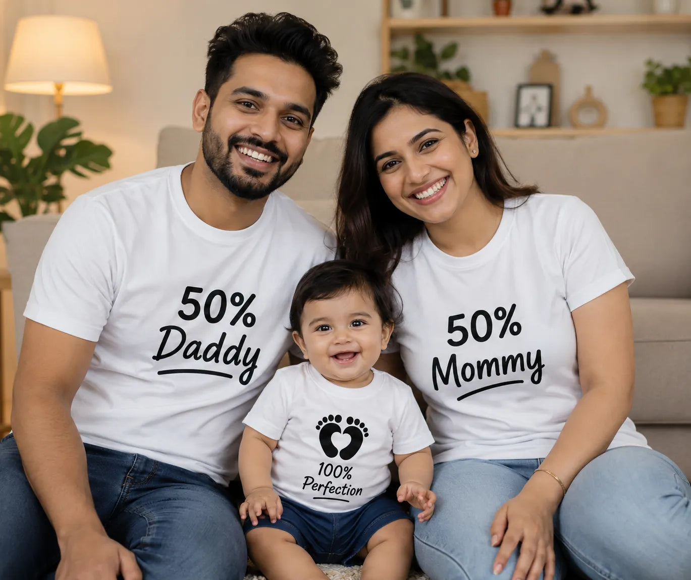 50% Daddy, 50% Mommy, 100% Perfection Matching Family T-Shirts