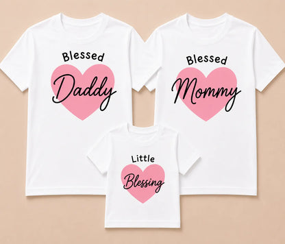 Blessed Daddy, Blessed Mommy & Little Blessing Matching Family T-Shirts