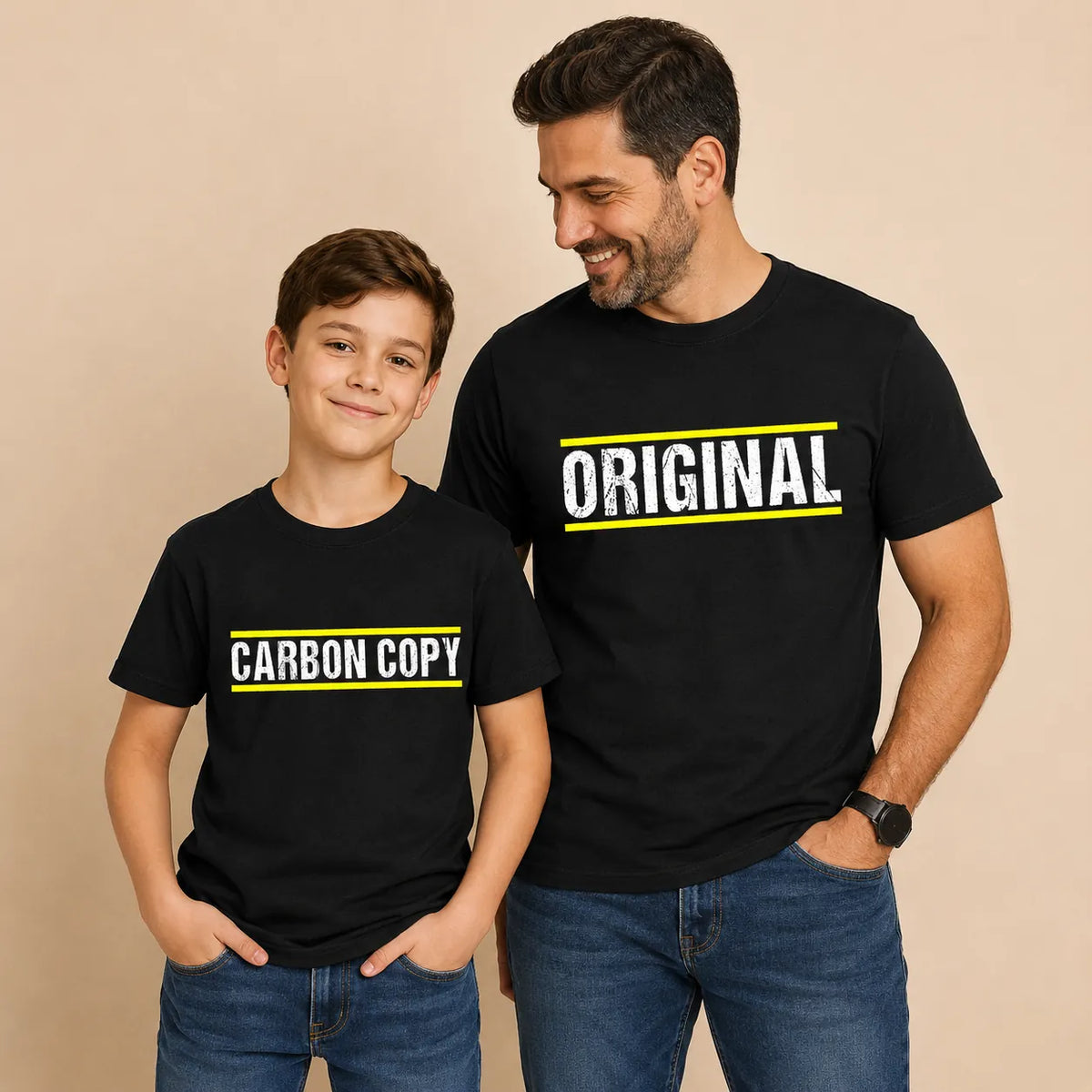 Original and Carbon Copy matching t-shirt set lifestyle KayoBaby