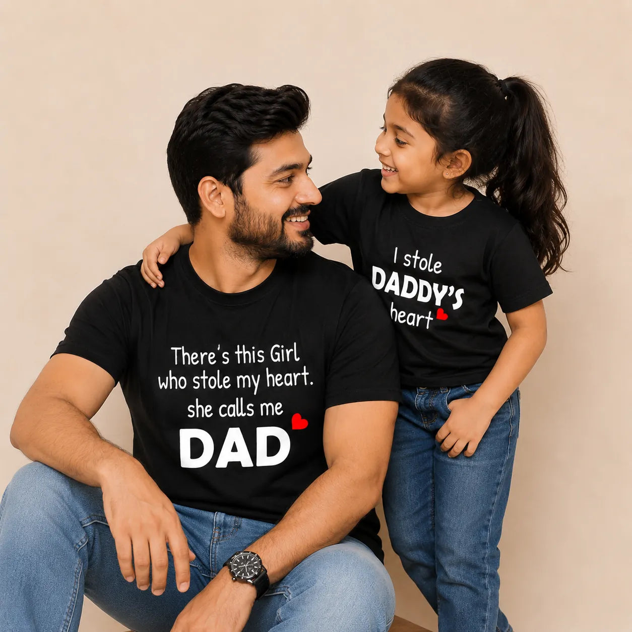 There's This Girl Who Stole My Heart & I Stole Daddy's Heart Matching T-Shirt Set