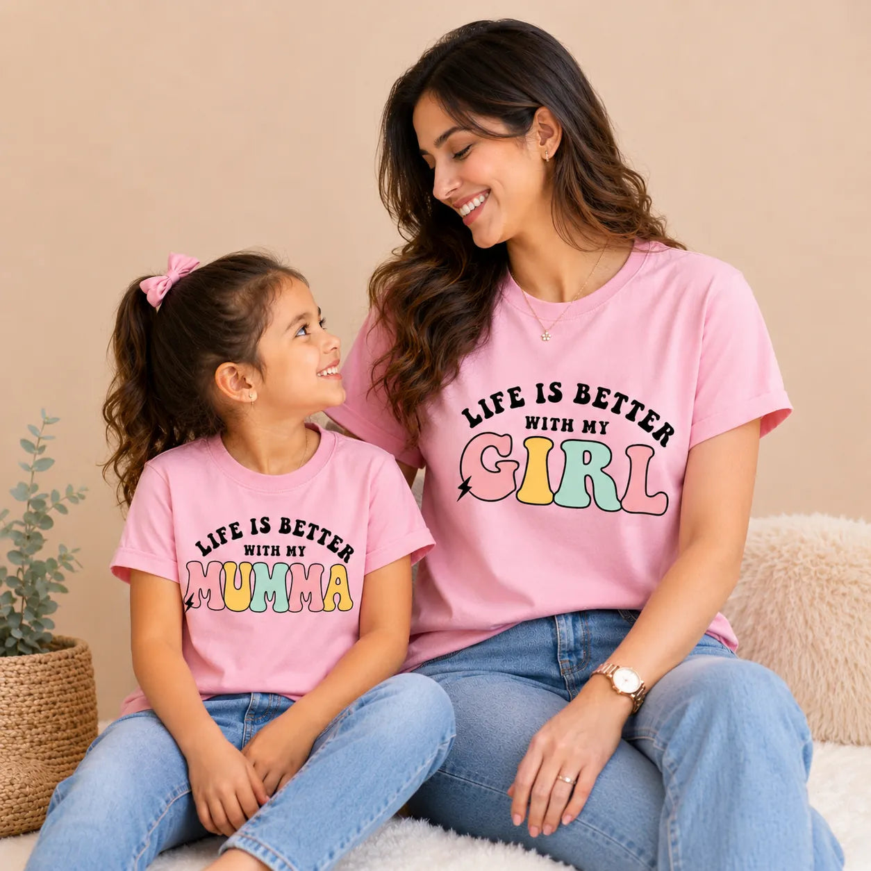 Life Is Better With My Girl & Life Is Better With My Mumma Matching T-Shirt Set