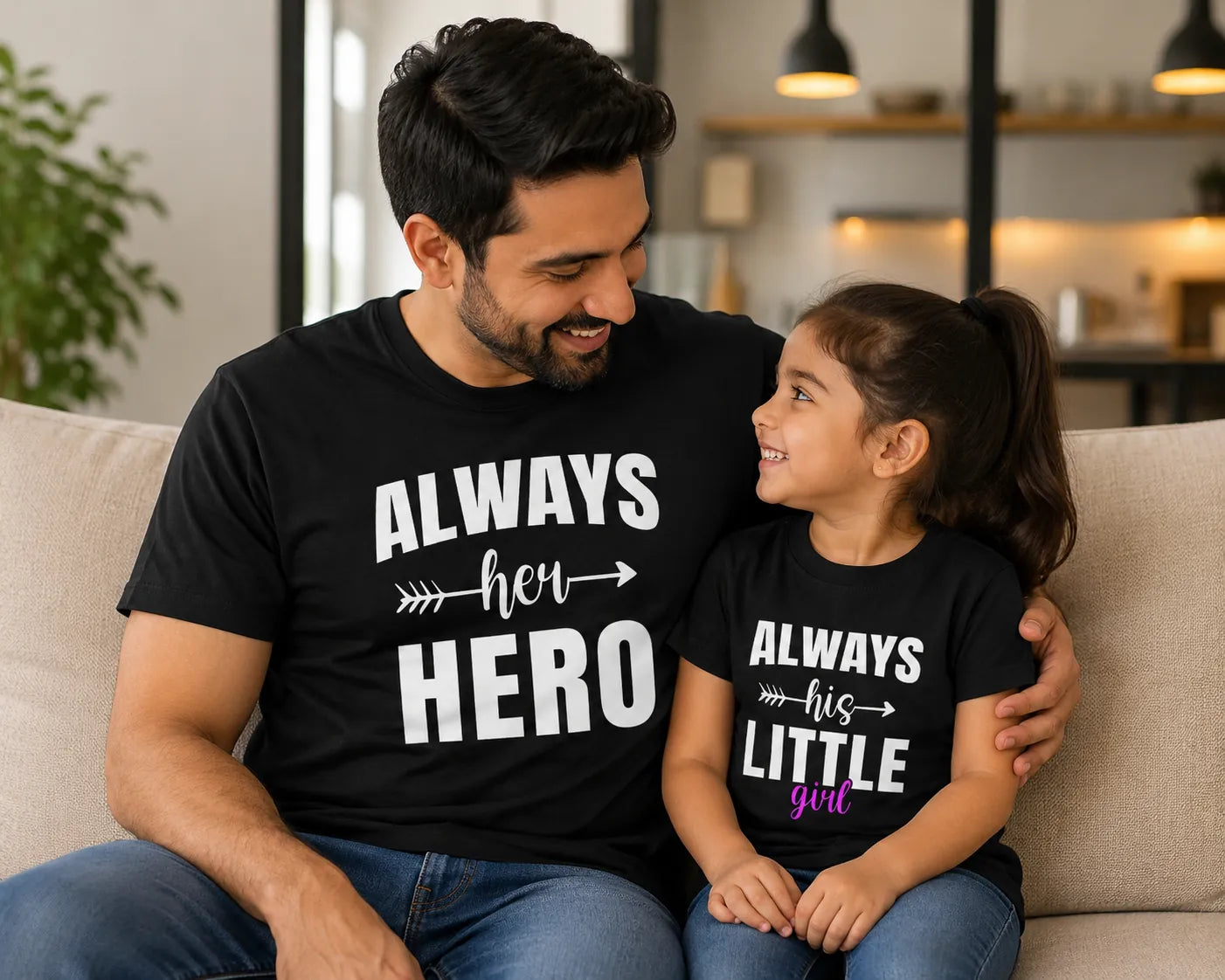 Always Her Hero & Always His Little Girl Matching T-Shirt Set