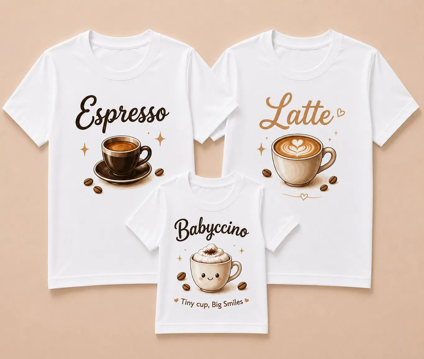 Espresso, Latte & Babyccino Matching Family T-Shirts