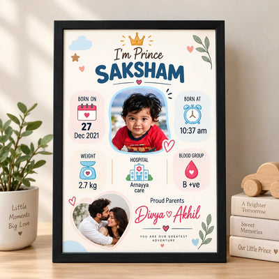 Personalised Baby Boy Birth Announcement Frame – Newborn Keepsake | KayoBaby