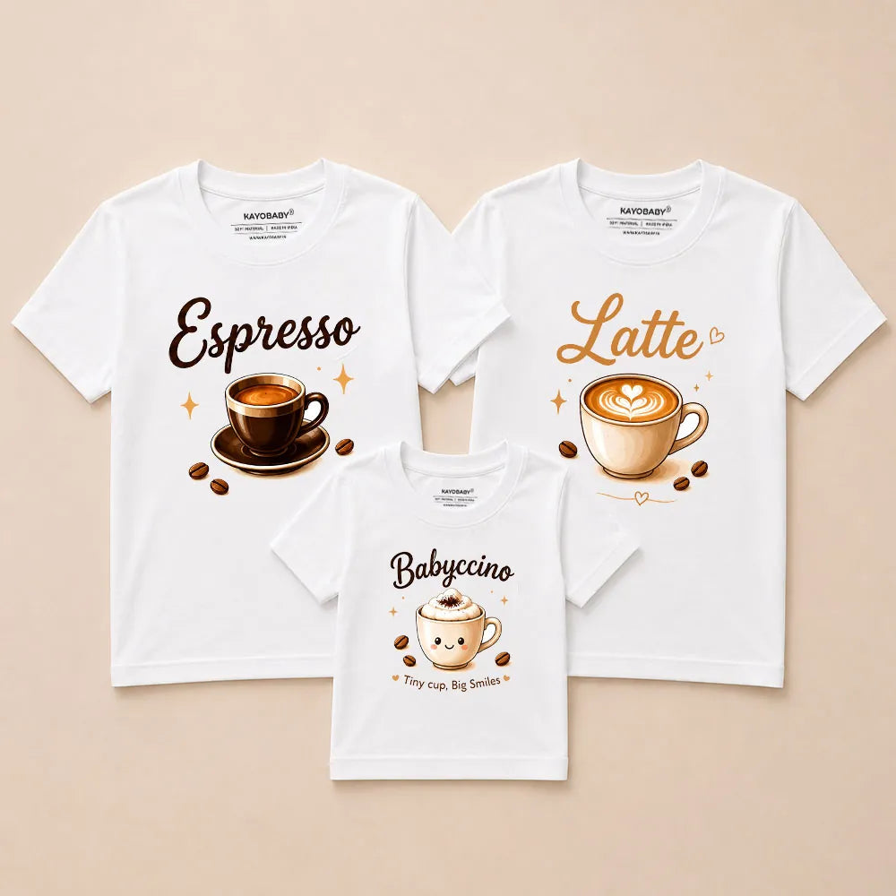 Espresso, Latte & Babyccino Matching Family T-Shirts