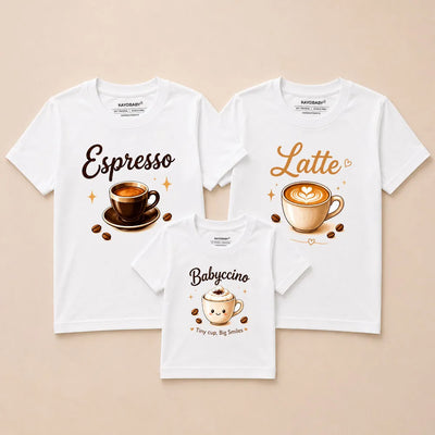 Espresso, Latte & Babyccino Matching Family T-Shirts