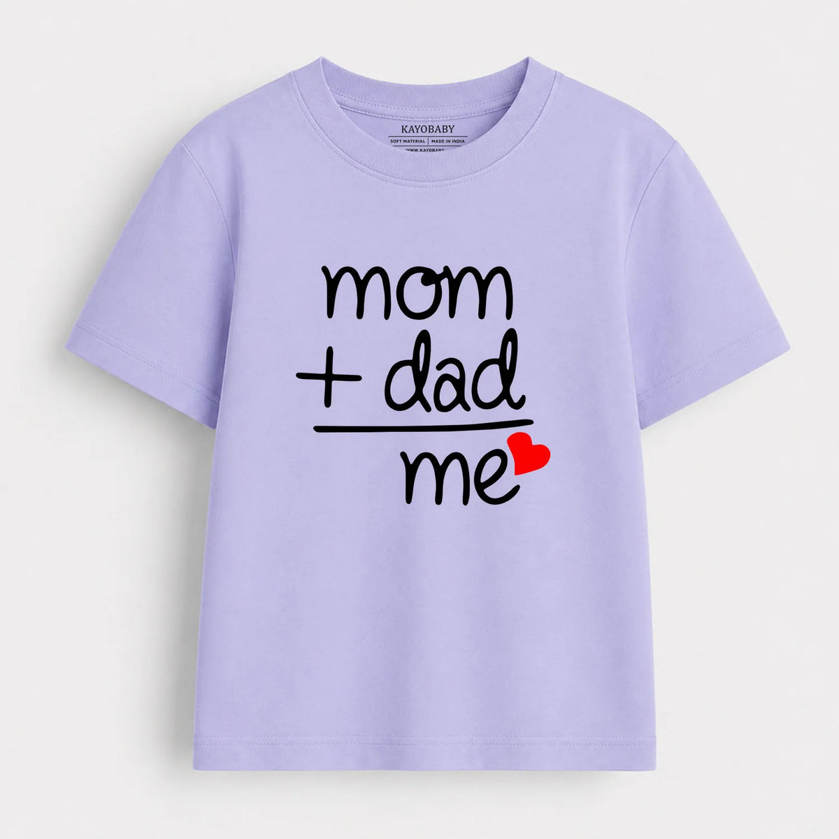 Mom Plus Dad Equals Me kids t-shirt lavender KayoBaby
