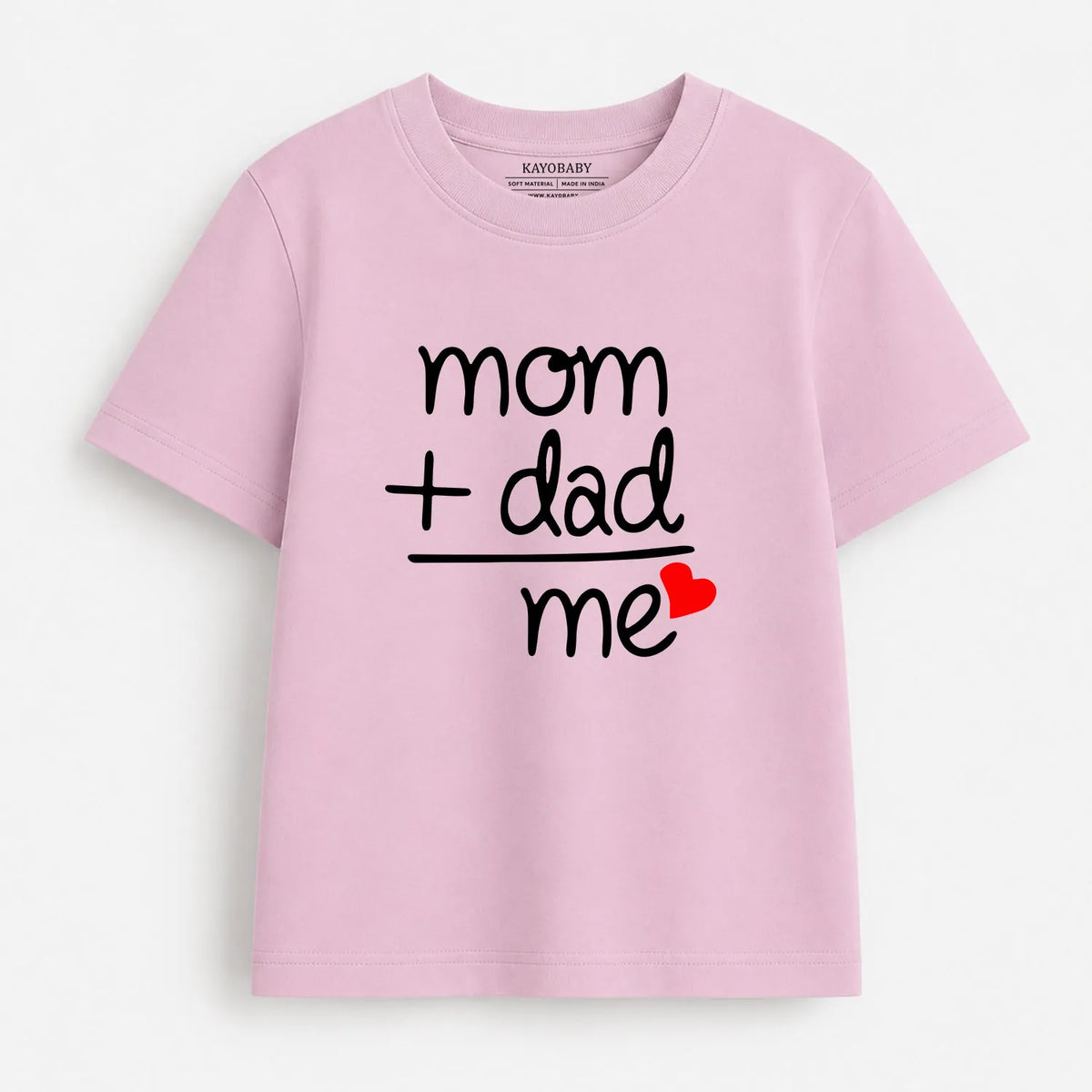 Mom Plus Dad Equals Me kids t-shirt pink KayoBaby